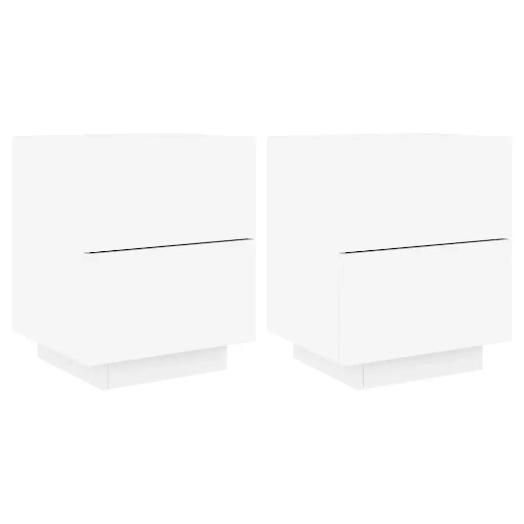 Comodini con Luci LED 2pz Bianchi in Legno Multistratocod mxl 84774