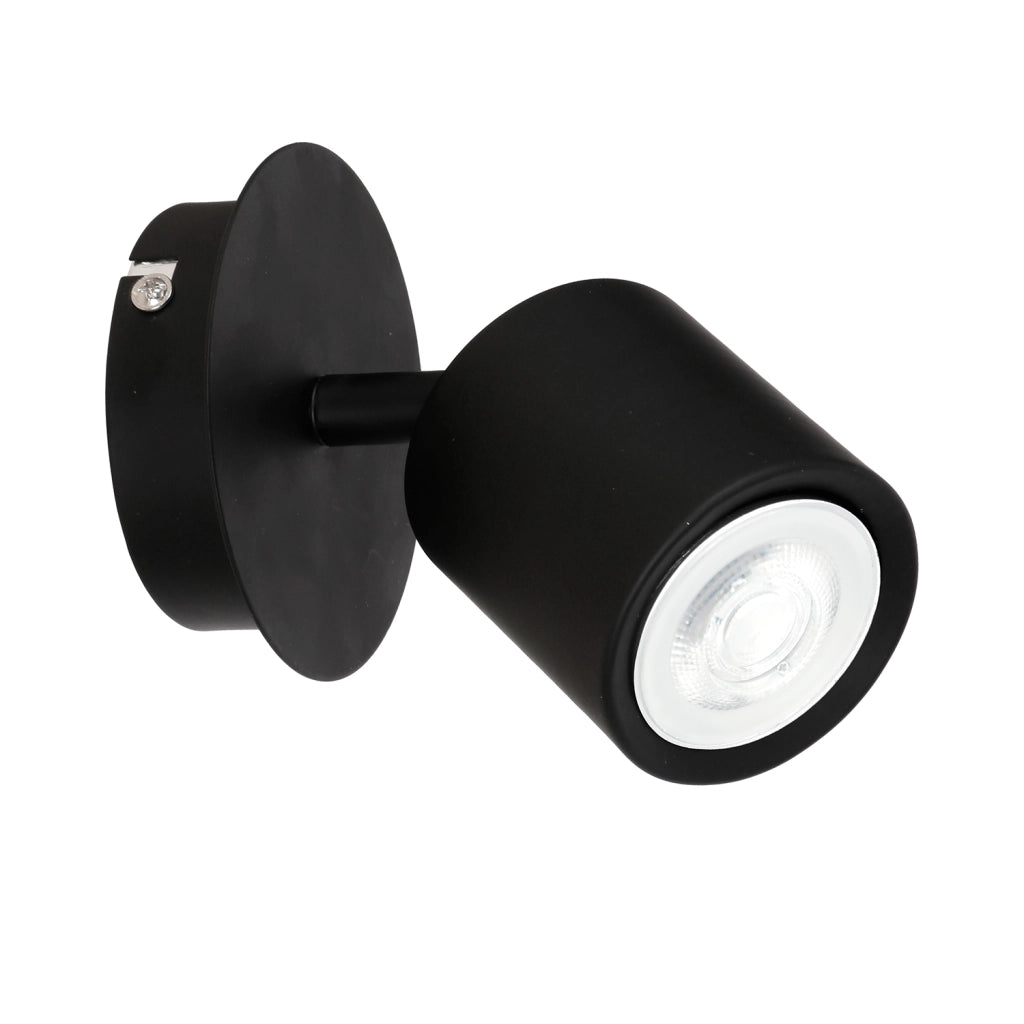 Faretto parete/soffitto nero orientabile GU10 8W Demia