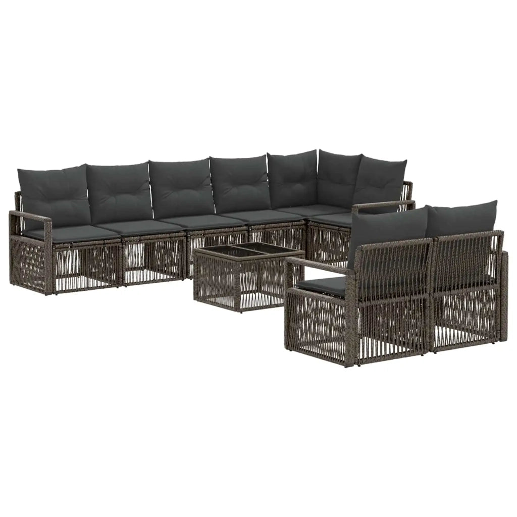 Set Divano da Giardino 9 pcs Grigio polyrattan