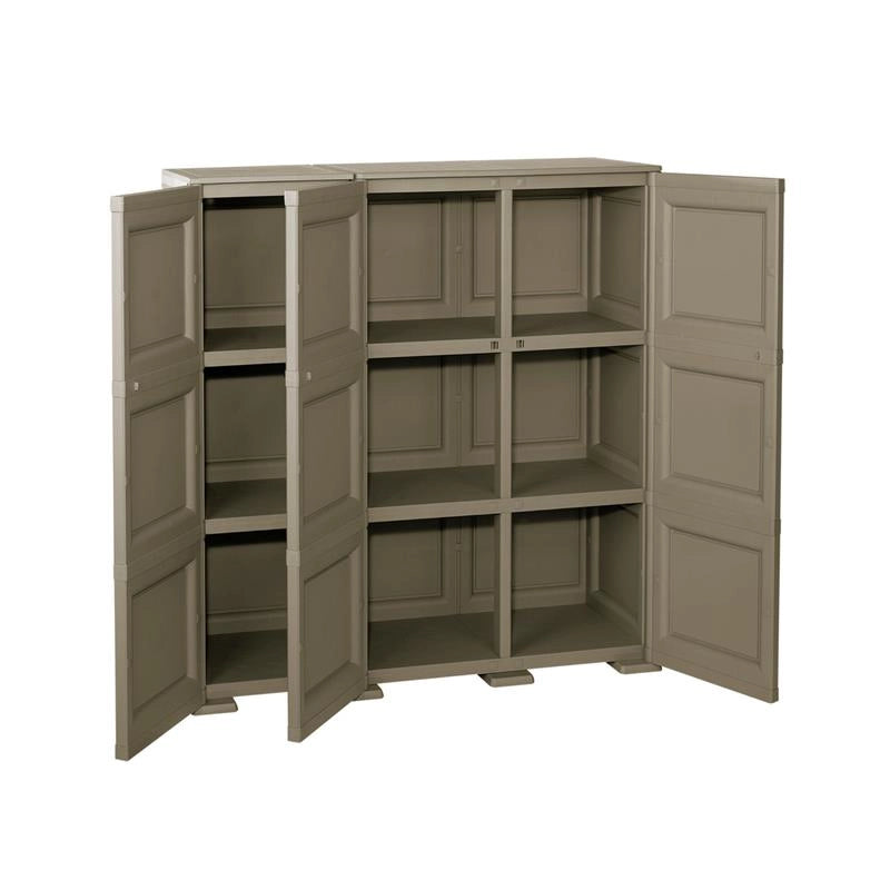 ARMADIO 3 ANTE WENGÉ 118X43X125 CM CON PUNTALI E ANTE TRAFORATE – CONTENITORE VERTICALE SALVASPAZIO PER ZONA LIVING