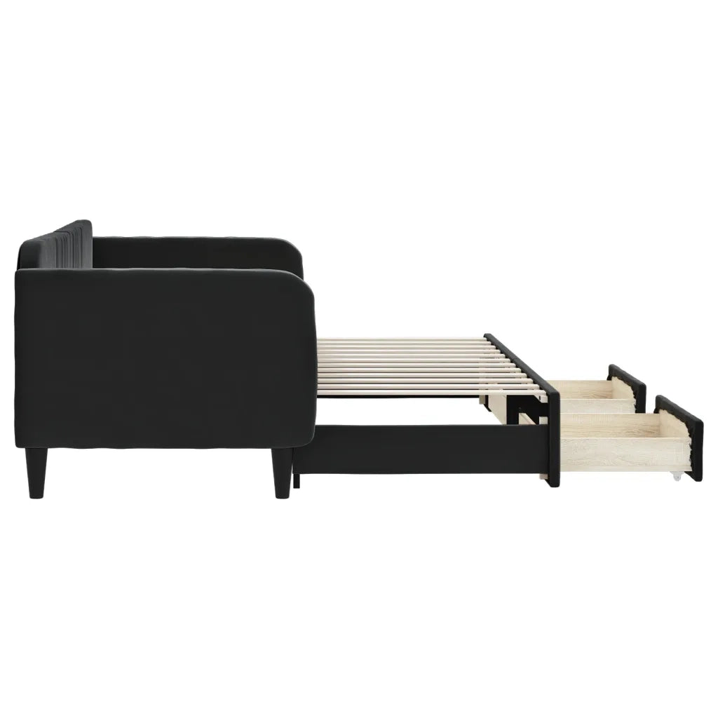 Divano Letto Estraibile con Cassetti Nero 80x200 cm in Velluto 3197108