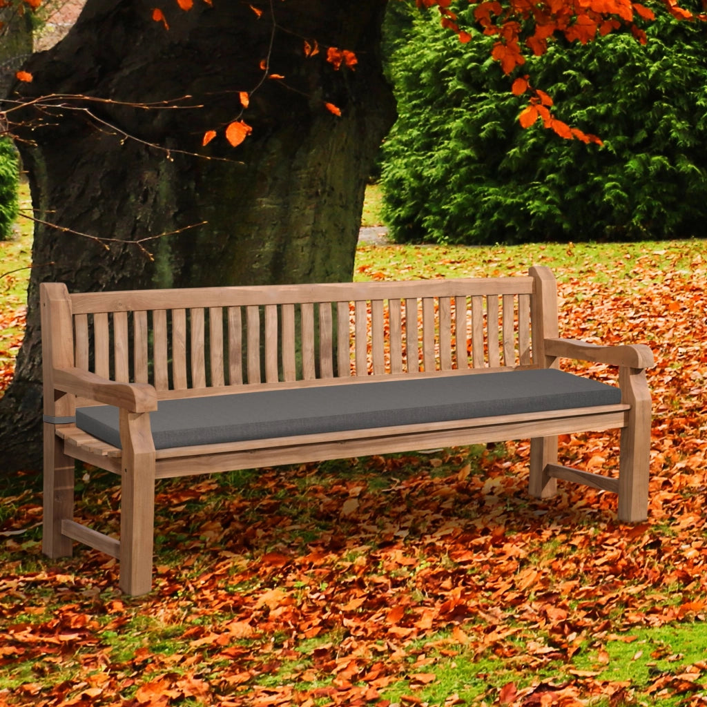 Panchina da Giardino in Teak Jackson con Cuscino grigio scuro,206x48x8 cm