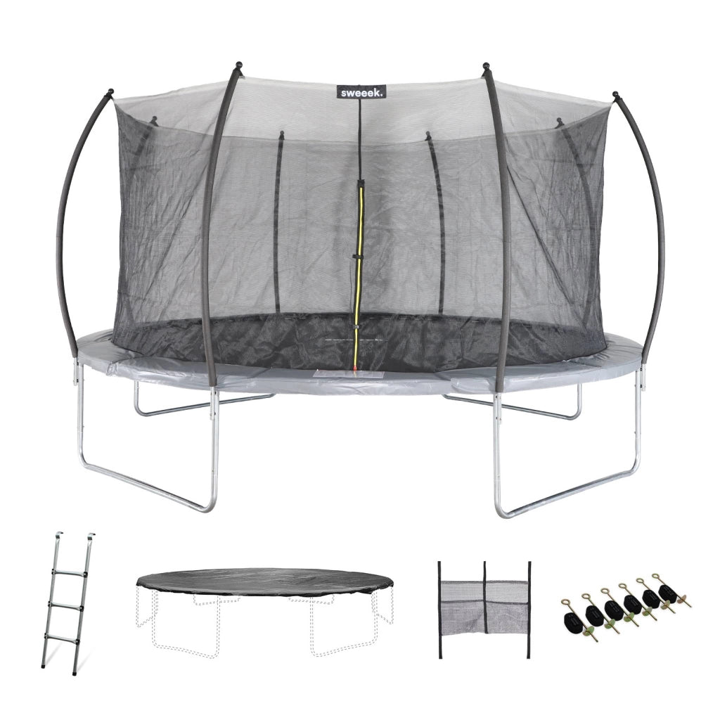 Trampolino retondo 490cm rete interna con pacchetto accessori, grigio
