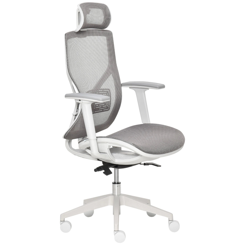 Sedia da ufficio gaming con schienale rete e braccioli 3D ¨C zephmum ¨C grigio 67x65x120-128 cm