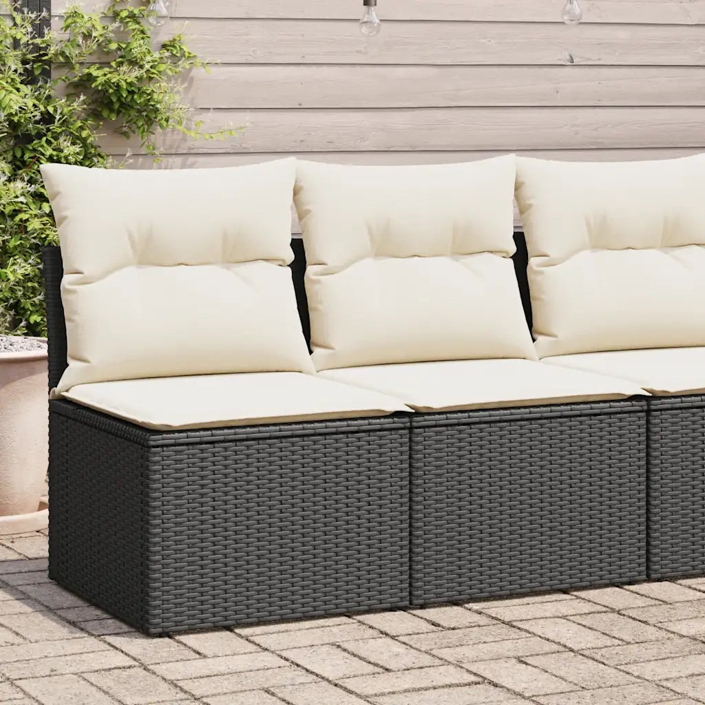 Set Divani da Giardino con Cuscini 2 pz | Set Salotto da Giardino Nero Polyrattan Acacia