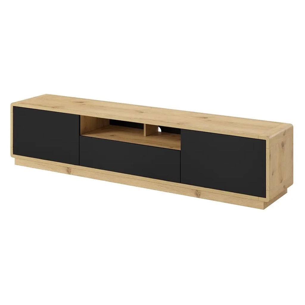 Mobile TV 200 cm collezione VILLA. Colore rovere e nero opaco.
