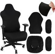 Set di 4 Coperture per Sedia Gamer - Nero - Stretta - Rimovibile - Lavabile - Con Bracciali - Sedia da Ufficio - Sedia Gamer - Manubrio Rotante