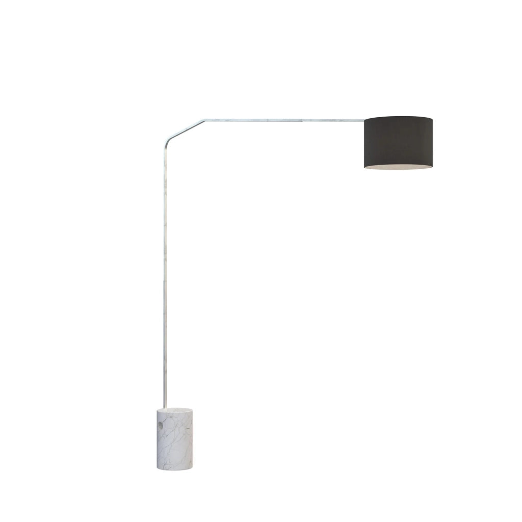 Piantana Contemporanea Slope Marmo Cilindro Bianco Tessuto Nero 1 Luce E27