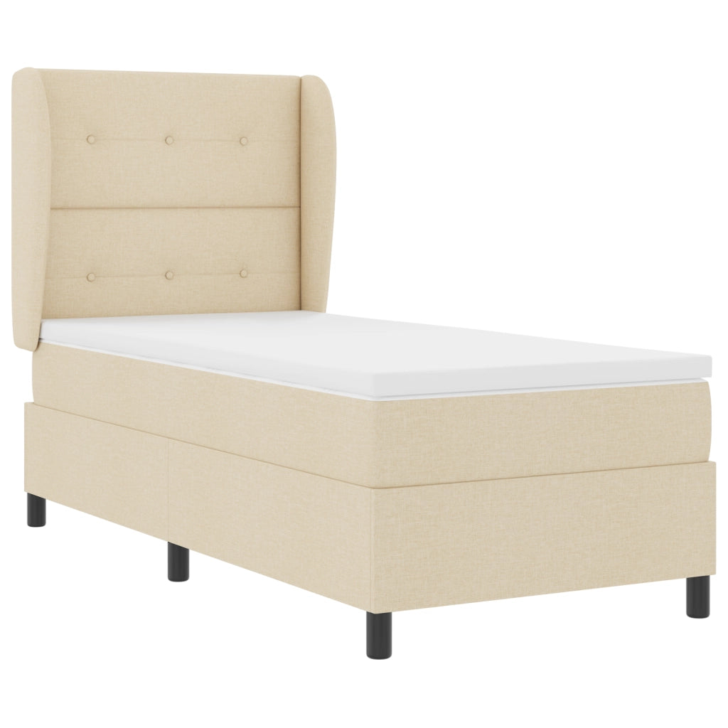 Letto a Box Spring con Materasso in Panna - 100x200 cm Tessuto