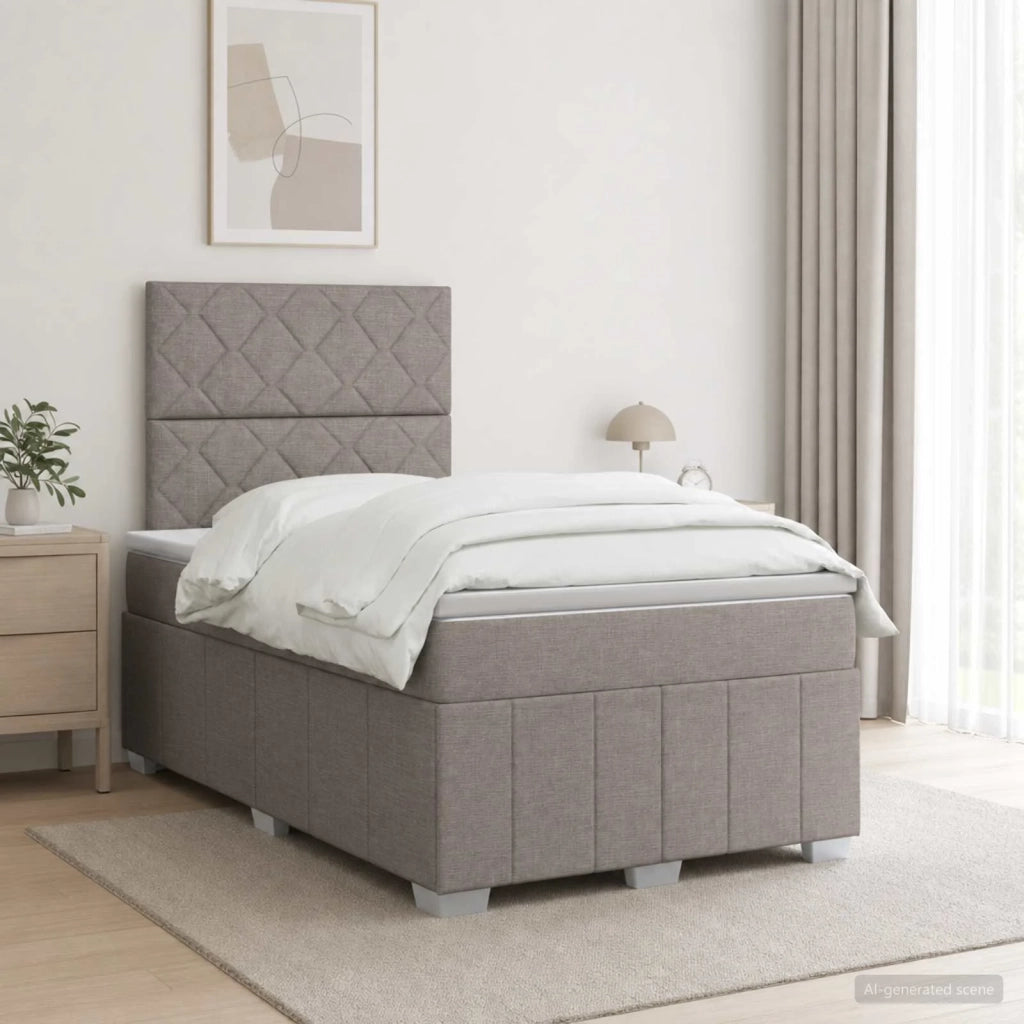 Letto box spring con materasso Tortora 120 x 190 cm Tessuto 3454103