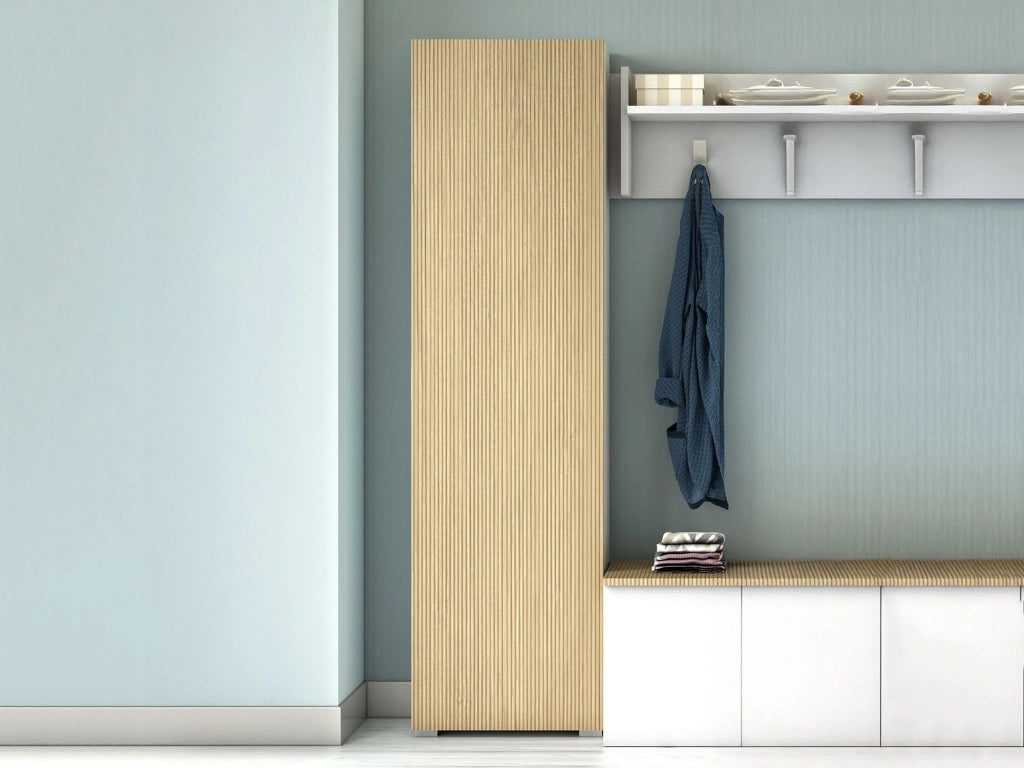 Tropaeolum, Armadio Multiuso 1 Anta 7 Ripiani Made in Italy, 30.00x182.00h cm Bianco Cannettato