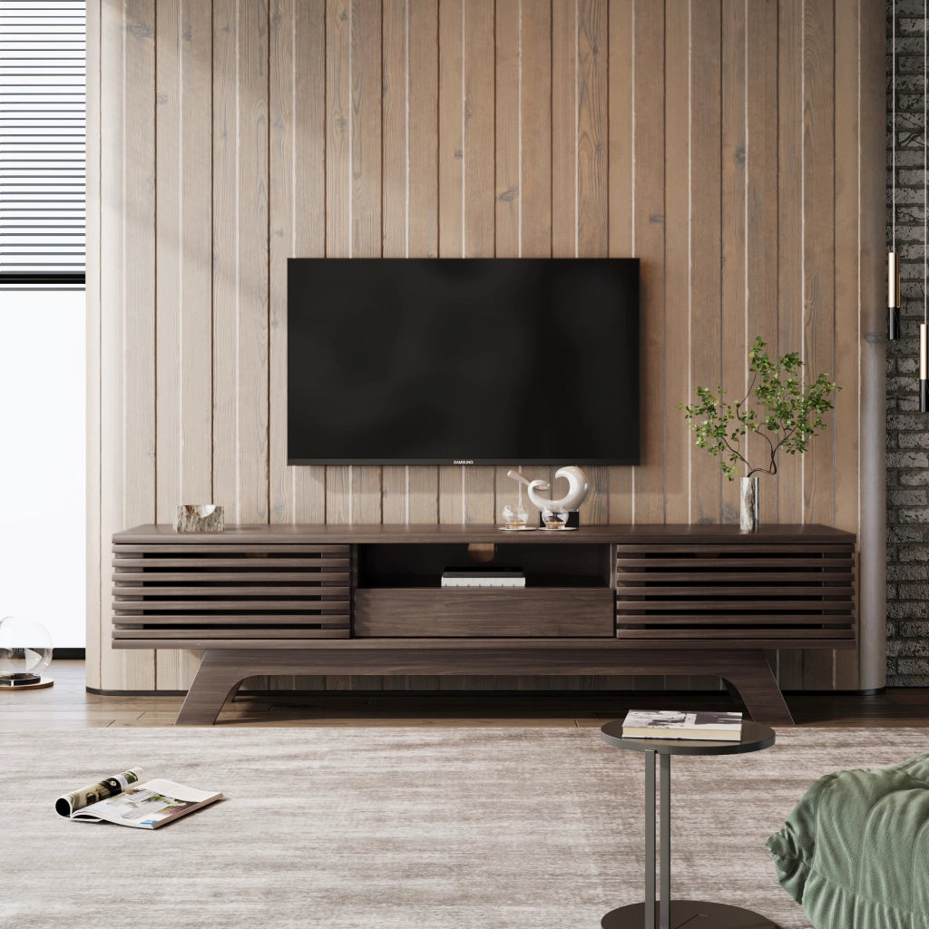 Mobile TV con Cassetto e 2 Ante ¨C MINIMAL ¨C Legno Vintage 150x35x44 cm