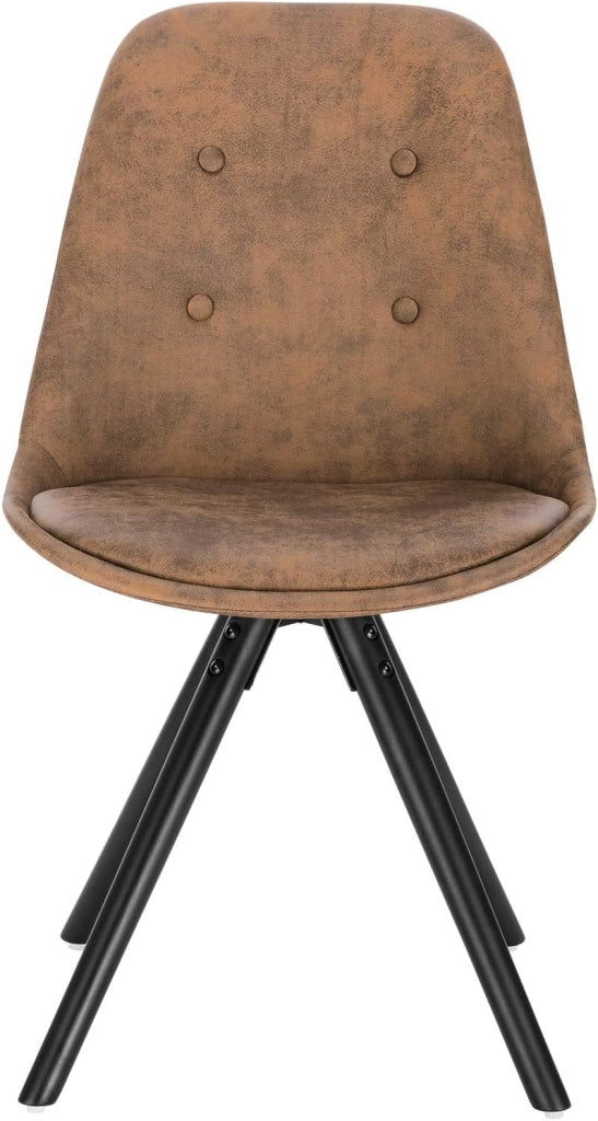 BH268dbr-6 Set di 6 Sedie per Sala da Pranzo Soggiorno Stile Retrò Seduta Imbottita con Schienale Senza Braccioli in Tessuto Marrone Scuro