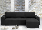 Copridivano Con Penisola Chaise Longue Tinta Unita Nero Mod Capri - Destra - Nero