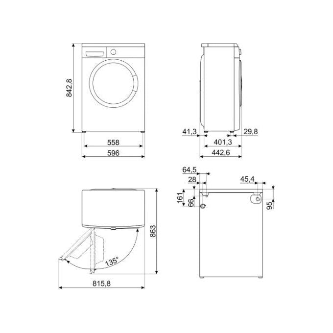 Smeg LBW50CIT Lavatrice Frontale Slim 5 Kg 1000 rpm Classe D 15 Programmi 58 dB (85x60x40 cm) colore Bianco