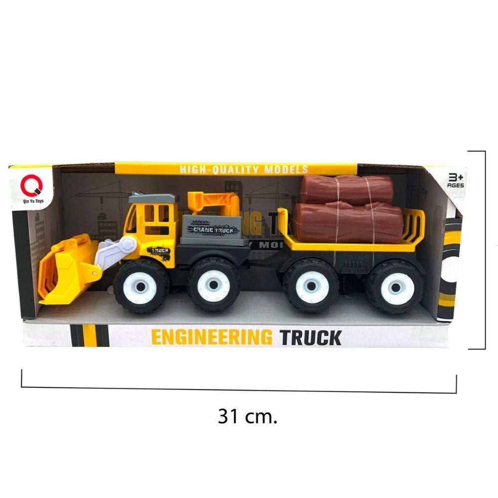 Trade Shop - Camion A Frizione Mezzo Di Lavoro Gioco Per Bambini 3+ Con Ruspa E Rimorchio -