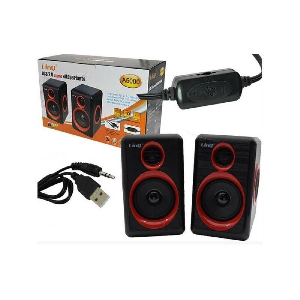 Trade Shop - Casse Altoparlanti Stereo Usb 2.0 Pc Dvd Tv Mp3 Tablet Linq A5000 -