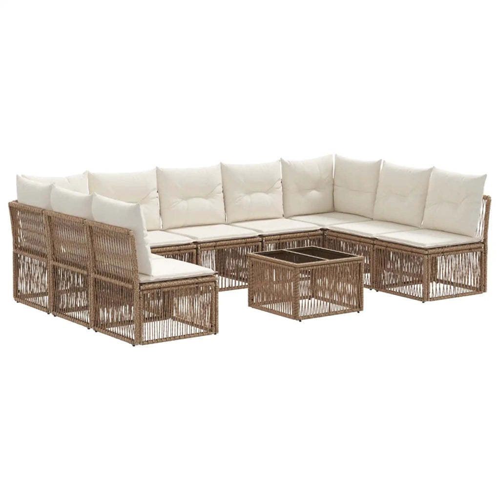 Set Divano da Giardino 10 pcs Beige polyrattan 3434325