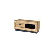 Mobile TV MALAGA - Colore rovere Wotan e nero - Stile industriale - 120 x 45 x 48 cm