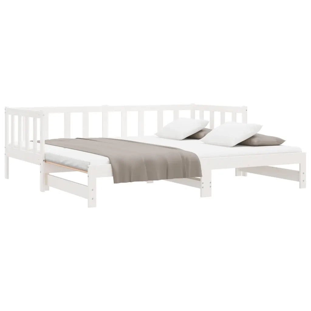 Letto singolo | Letto per adulti | Dormeuse Estraibile Bianca 2x(90x200) cm Legno Massello di Pino