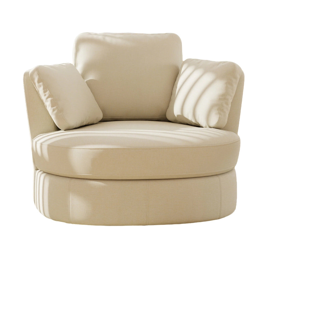 Poltrona XXL moderna in chenille beige - Zephmum - 3 cuscini indipendenti, imbottitura elastica