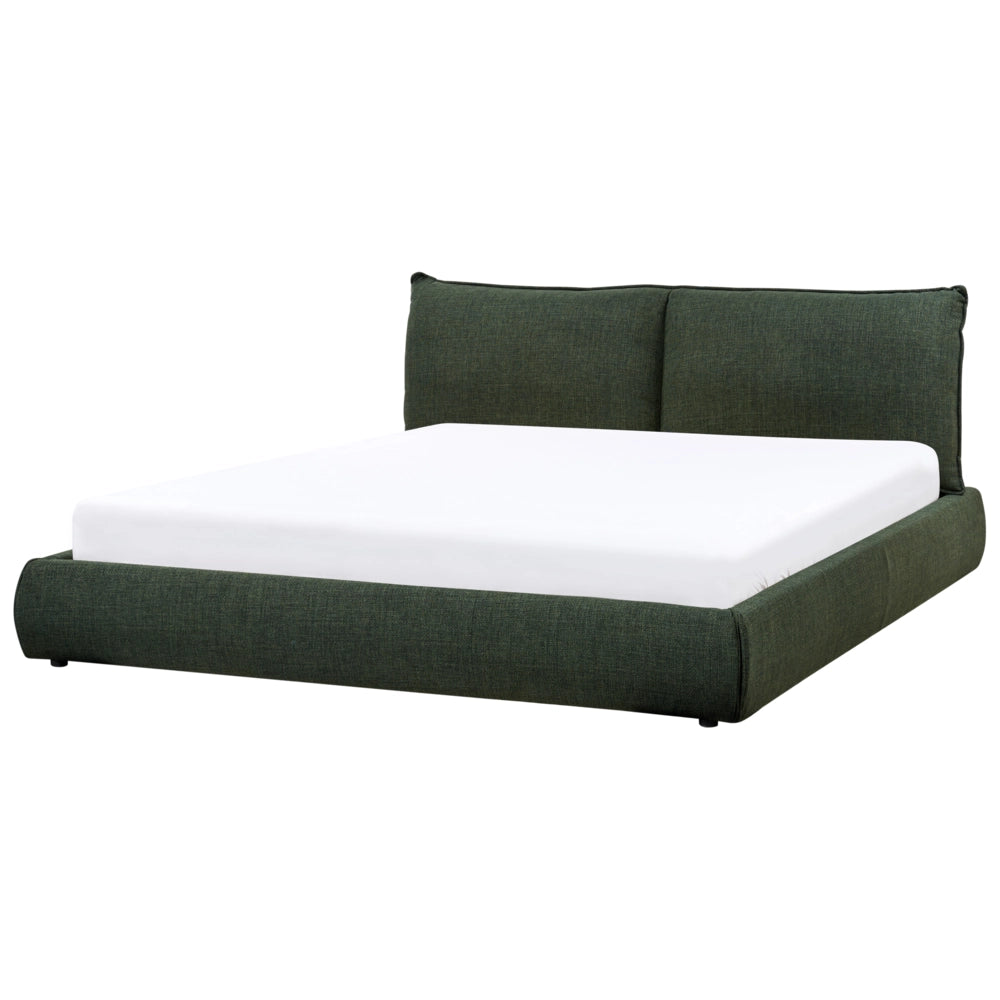 Letto ad acqua moderno imbottito in tessuto 180 x 20 cm con materasso Verde scuro Camera da letto in stile moderno