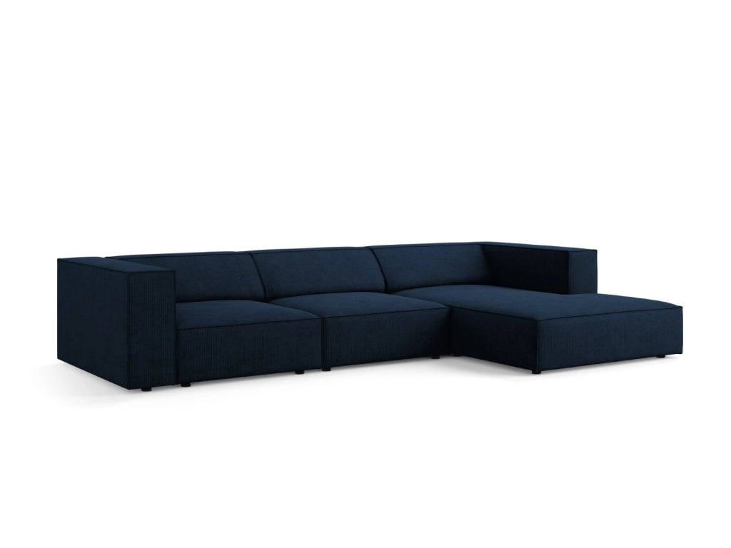 Cosmopolitan Design - Divano angolare destro "Arendal" 4 posti in ciniglia con effetto a coste blu reale 