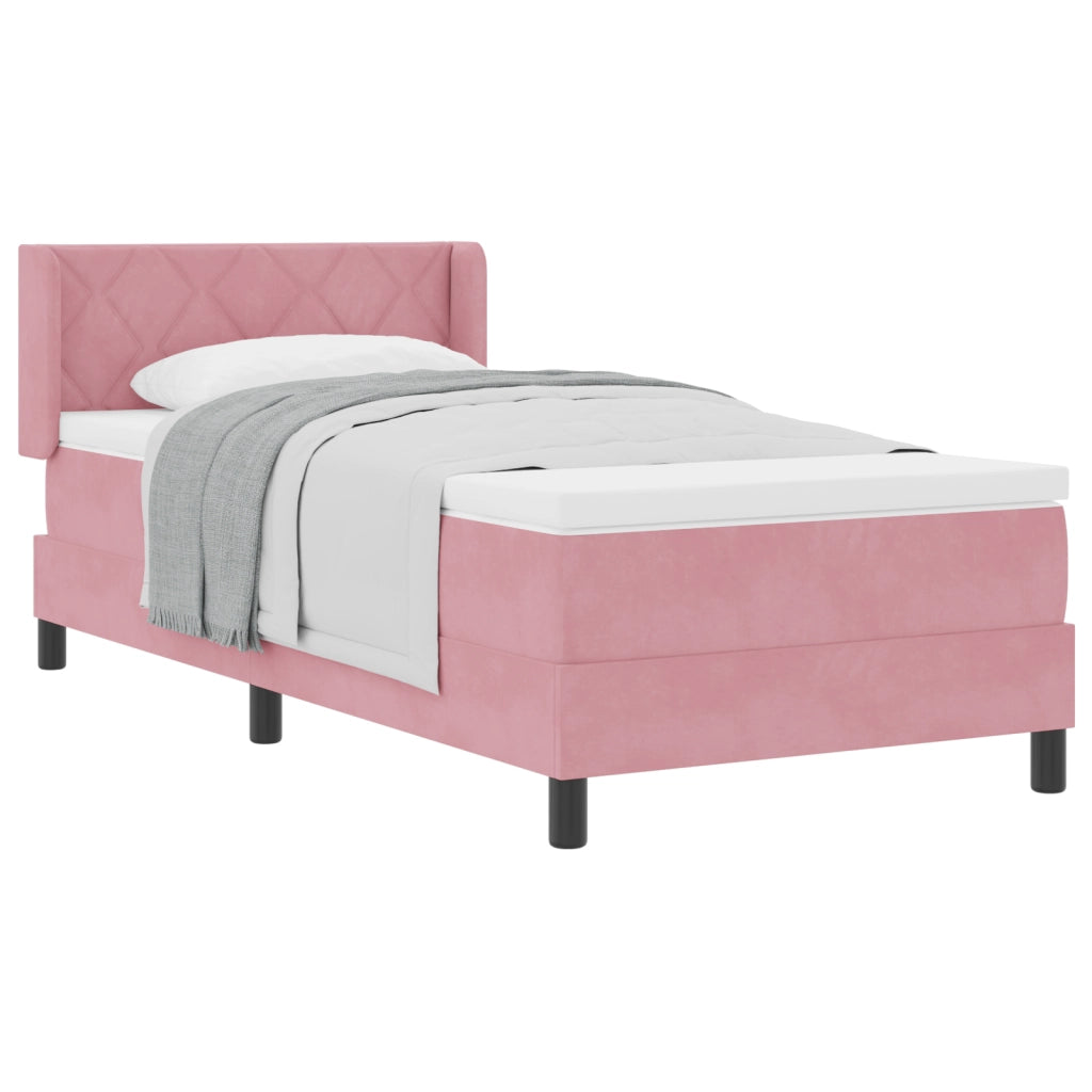 Letto Box Spring con Materasso Rosa 100x200 cm Velluto