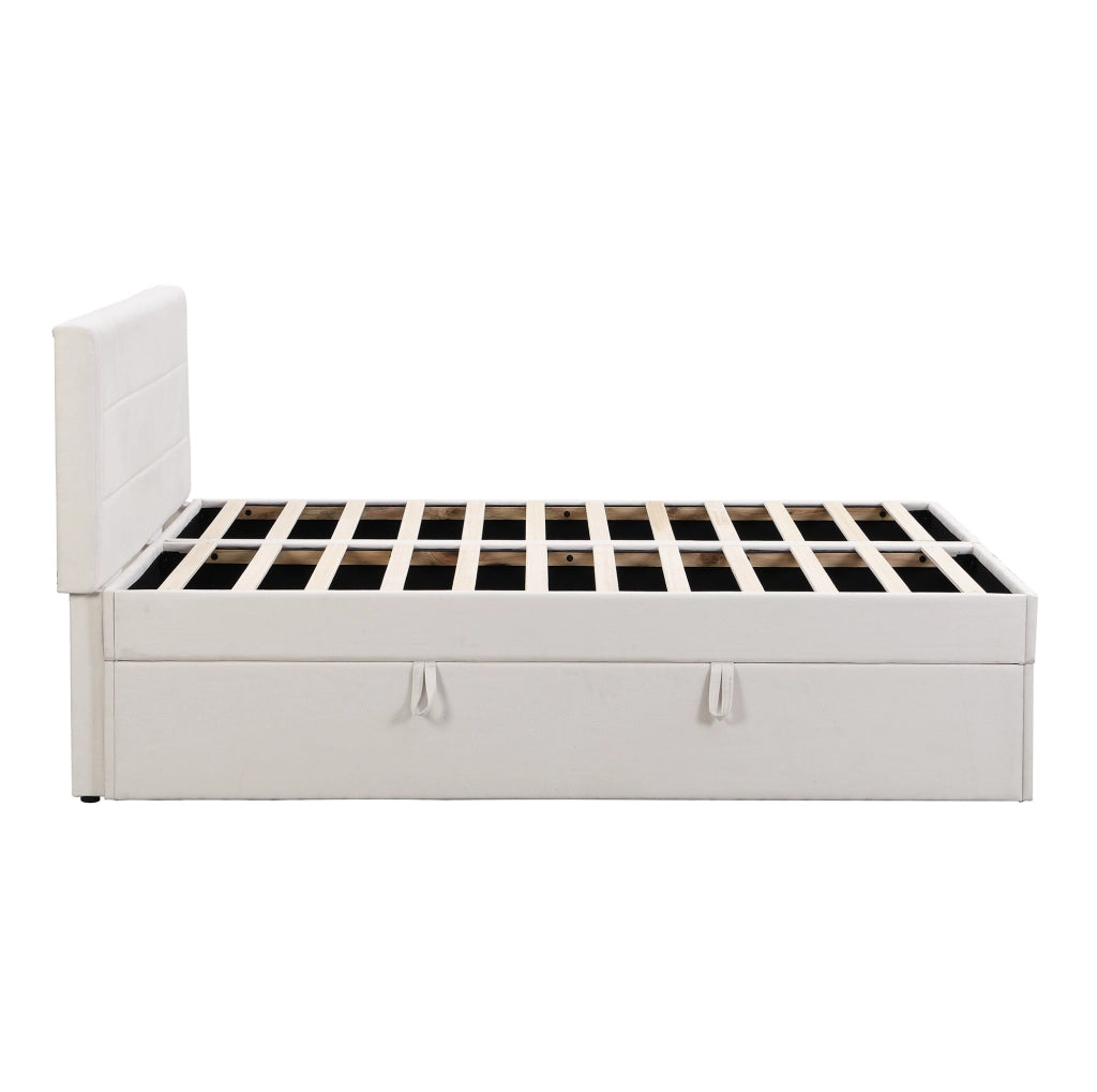 Letto matrimoniale imbottito 140x200 con ampio vano contenitore e rete sollevabile
