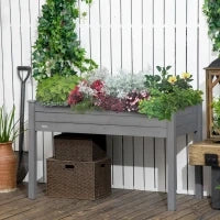 Vaso da Giardino Rialzato con Inserti per l'Irrigazione e Feltro per il Drenaggio, Legno Massello di Abete, 123L x 57l x 76H cm
