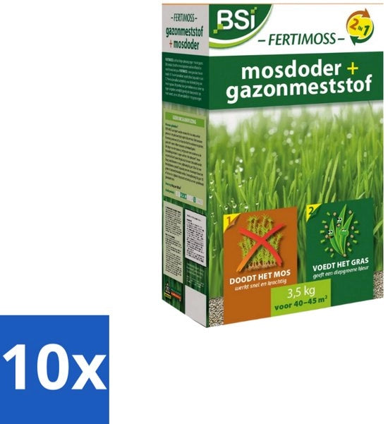 Fertilizzante per erba - Fertilizzante per prato e tappeto erboso - Verde intenso e prato uniforme - 3,5 kg (45 m²) - Confezione in bulk - 10 pezzi
