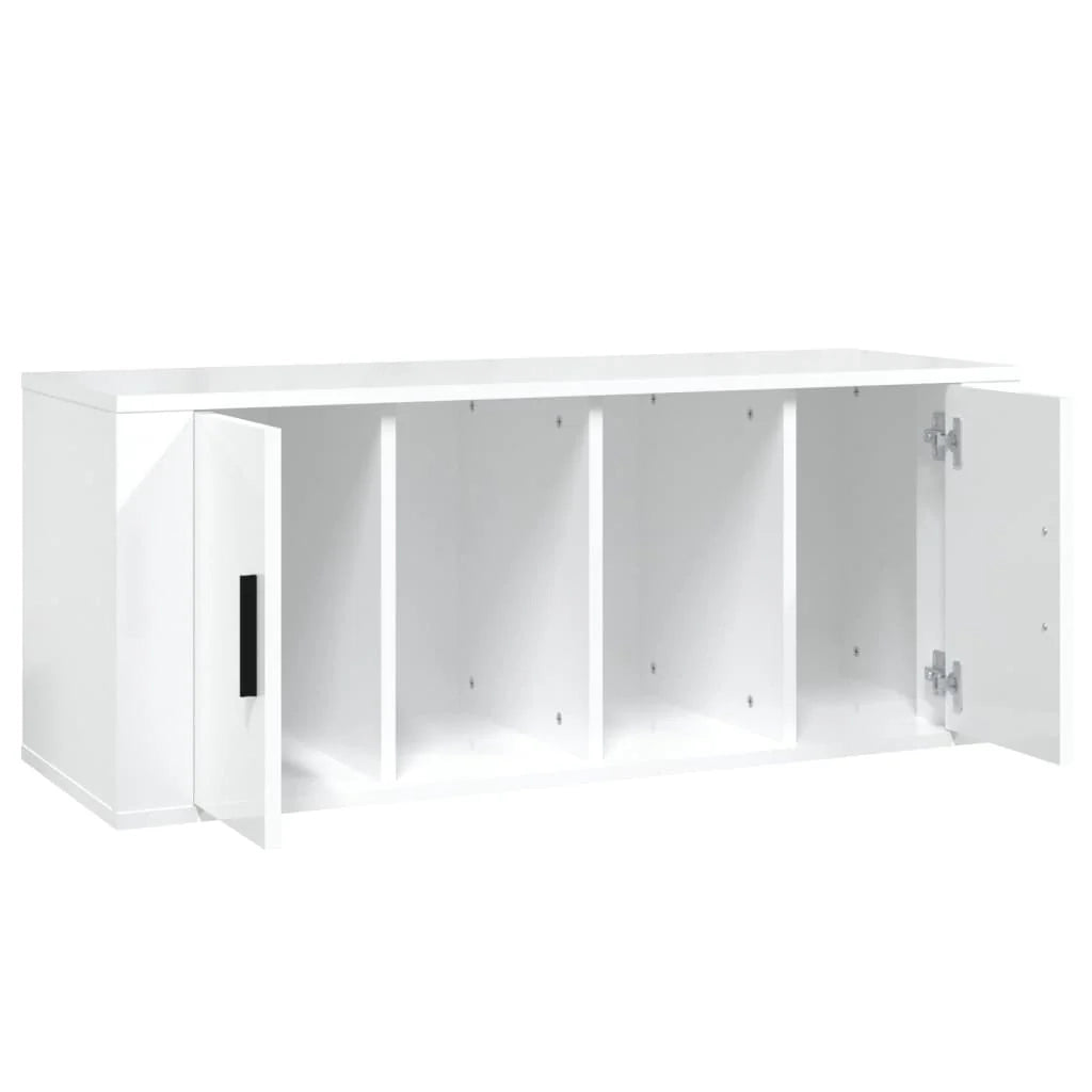 Mobile TV multimediale mensola TV credenza TV sala da pranzo soggiorno camera da letto finitura lucida 100 x 35 x 40 cm legno ingegnerizzato bianco 02_0026974