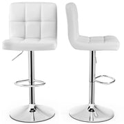 Set 2 sgabelli da bar in ecopelle PU con seduta girevole a 360¡ã poggiapiedi, Sgabelli regolabili in altezza Bianco-Sgabelli da bar