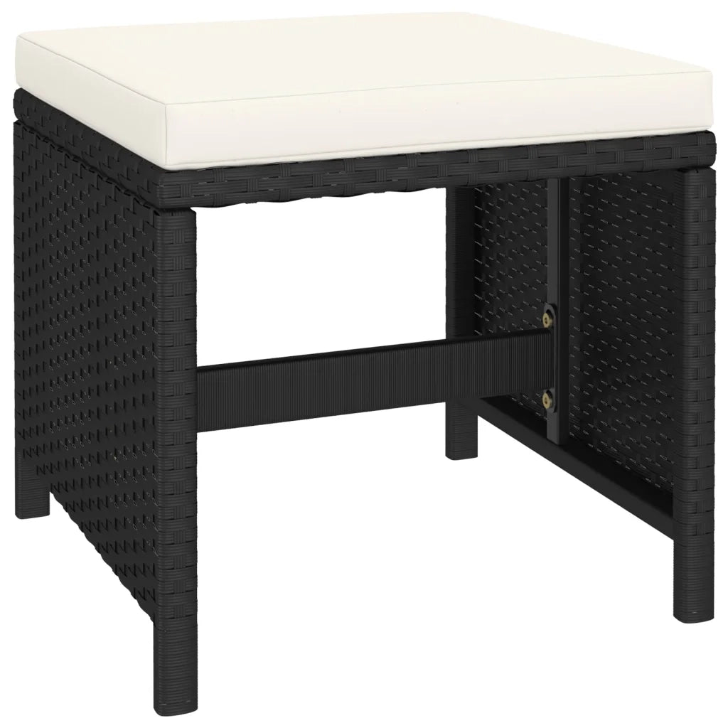 Set da Pranzo per Esterni 6 pz con Cuscini in Polyrattan Nero cod mxl 35535