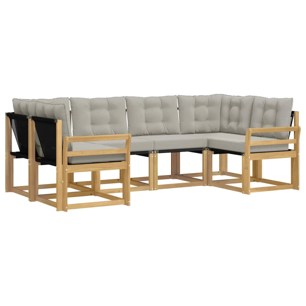 Set di divani da esterno 6 pz Bianco e Grigio Chiaro 3389813