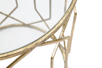 Tavolinetti Tunisi Coppia Ø42x53-38x47 cm in Ferro e Vetro Oro