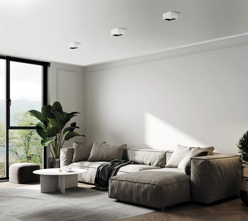 NASSO Soffitto 1 Luce  attacco GX53 Quadrata Nero in gesso e alluminio 12x12cm
