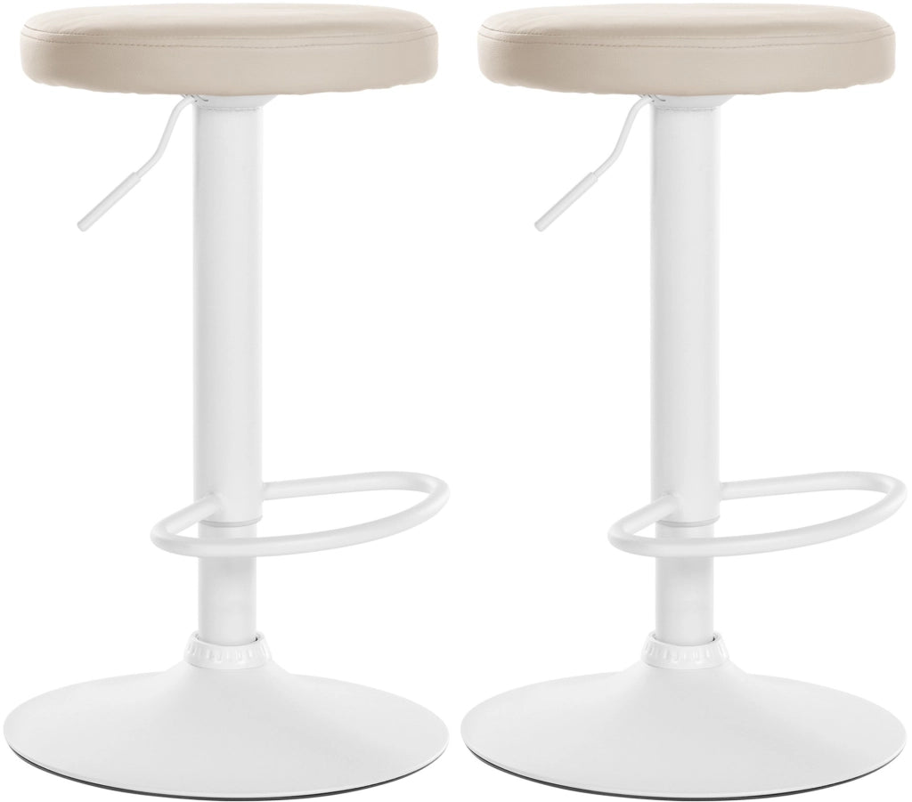 Set di 2 sgabelli da bar Ponte in similpelle crema,Metallo bianco opaco