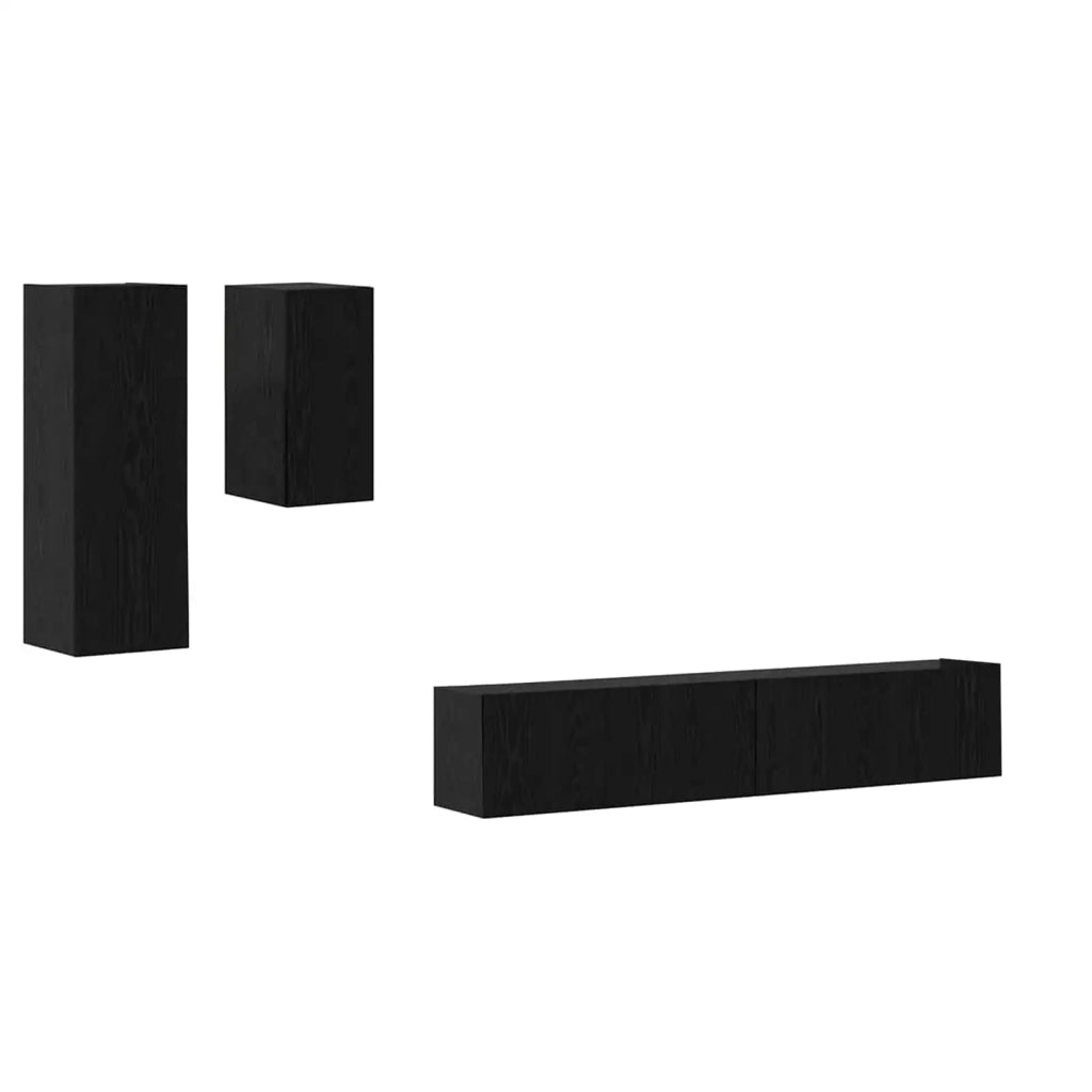 Mobile TV da Parete 3 pcs Rovere Nero Legno multistrato 3393478