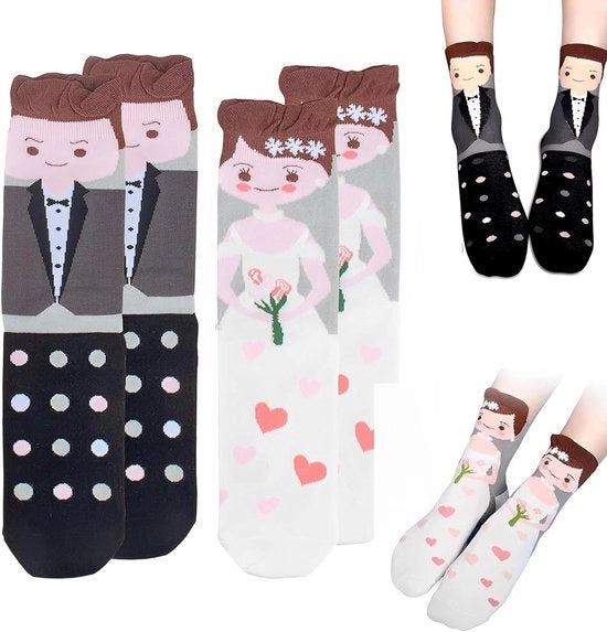 Calze da Sposi per la Coppia da Matrimonio Regalo Divertente per la Sposa e lo Sposo - Multicolore