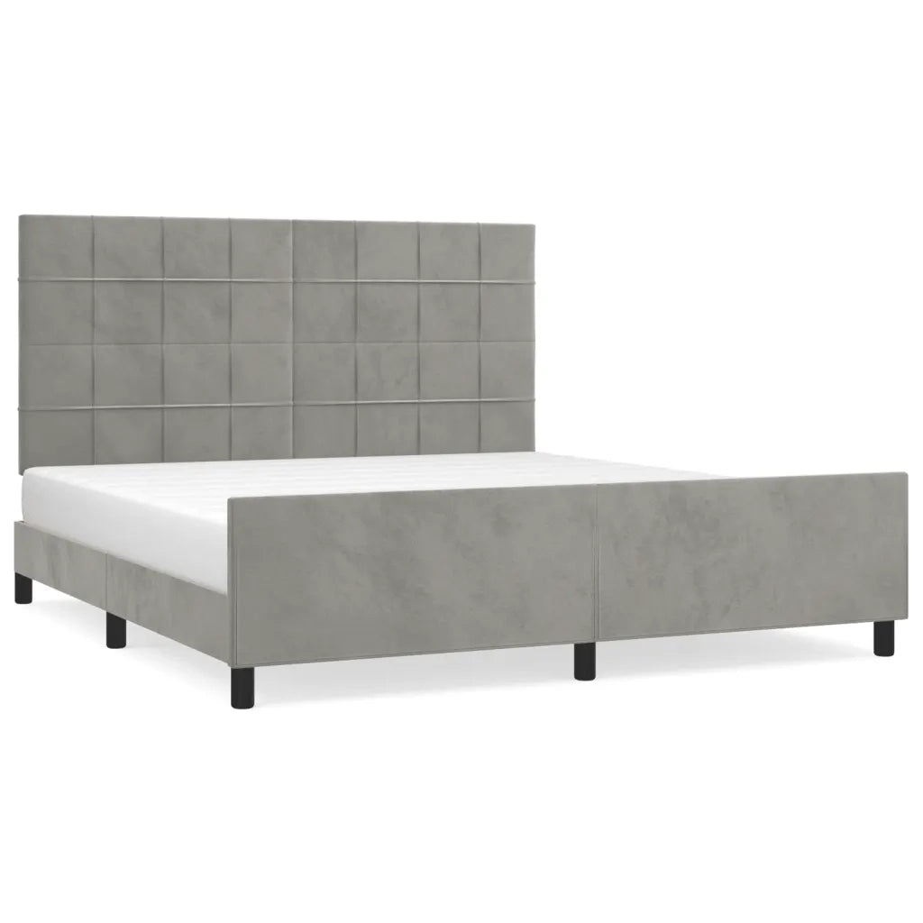 Giroletto senza Materasso Grigio Chiaro 160x200 cm Velluto