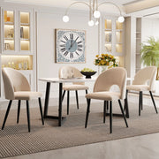 Tavolo da pranzo per 4 persone con 4 sedie in velluto, gambe regolabili, beige, 117 × 68 × 75 cm