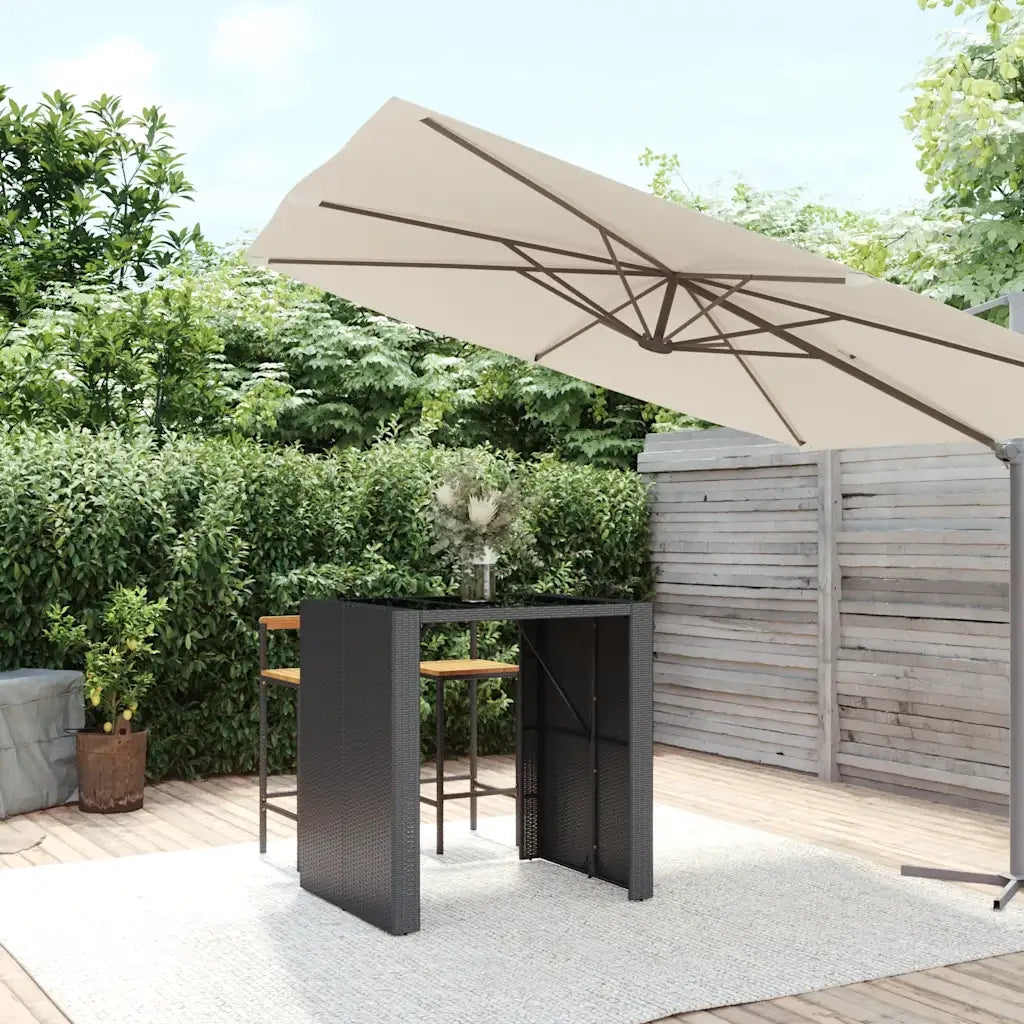 Tavolo Bar con Piano in Vetro Nero 105x80x110 cm Polyrattancod mxl 79368