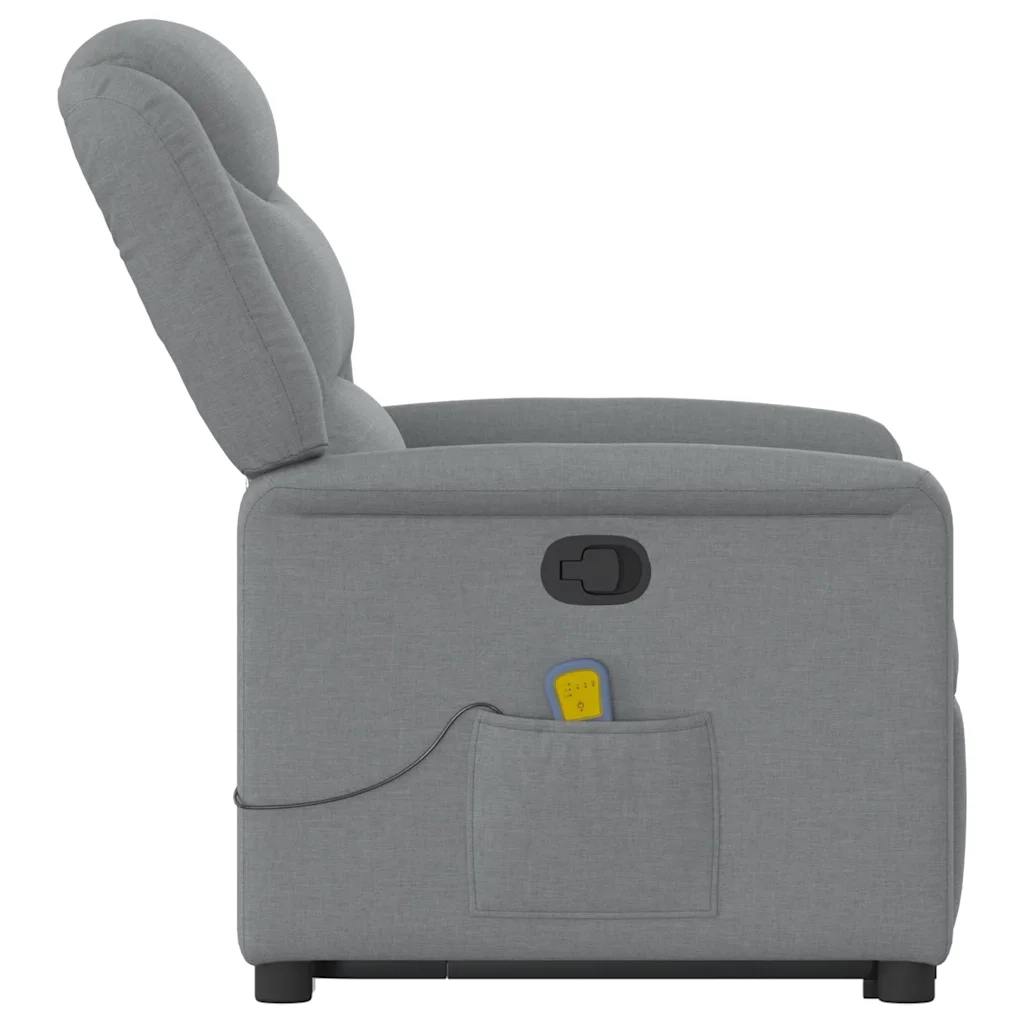 vidaXL Poltrona Alzapersona Massaggi Reclinabile Grigio Chiaro Tessuto