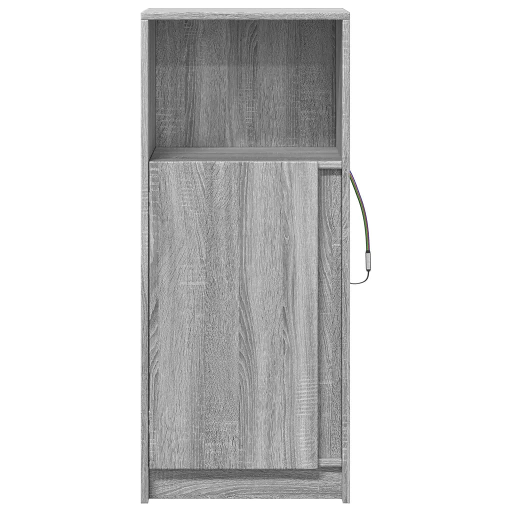Credenza con LED-Buffet-Armadio da cucina Grigio Sonoma 42,5x34x100 cm Legno Multistrato