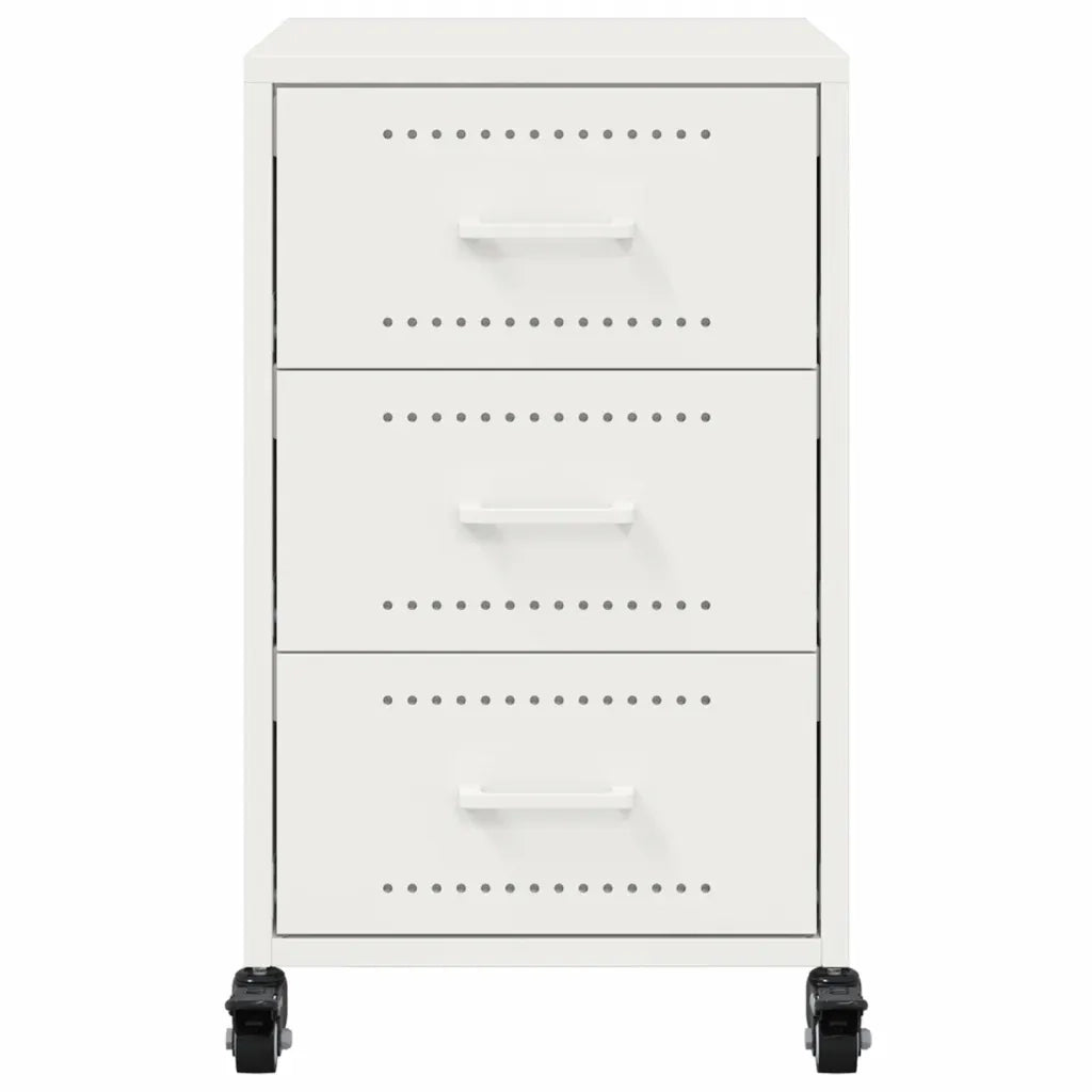 Comodino | Armadio da Notte | Mobiletto da notte Bianco 36x39x59 cm in Acciaio