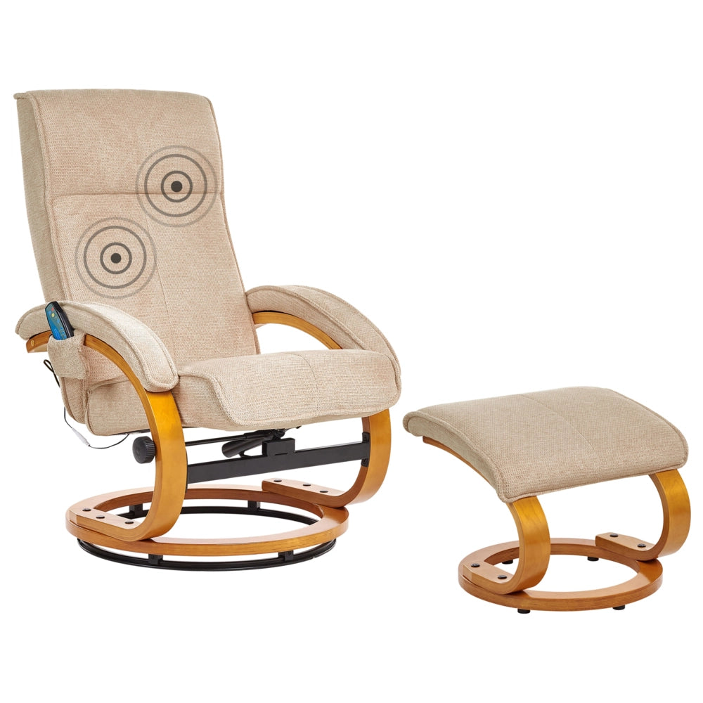 Poltrona reclinabile moderna in tessuto beige con poggiapiedi Riscaldamento massaggiante design retrò