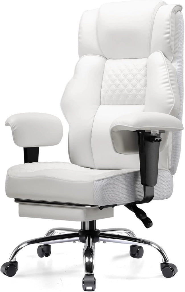 Sedia da gaming, ampia sedia da ufficio in tessuto di alta qualità, ergonomica, sedia da scrivania regolabile e girevole con poggiapiedi, 180 kg, grigio