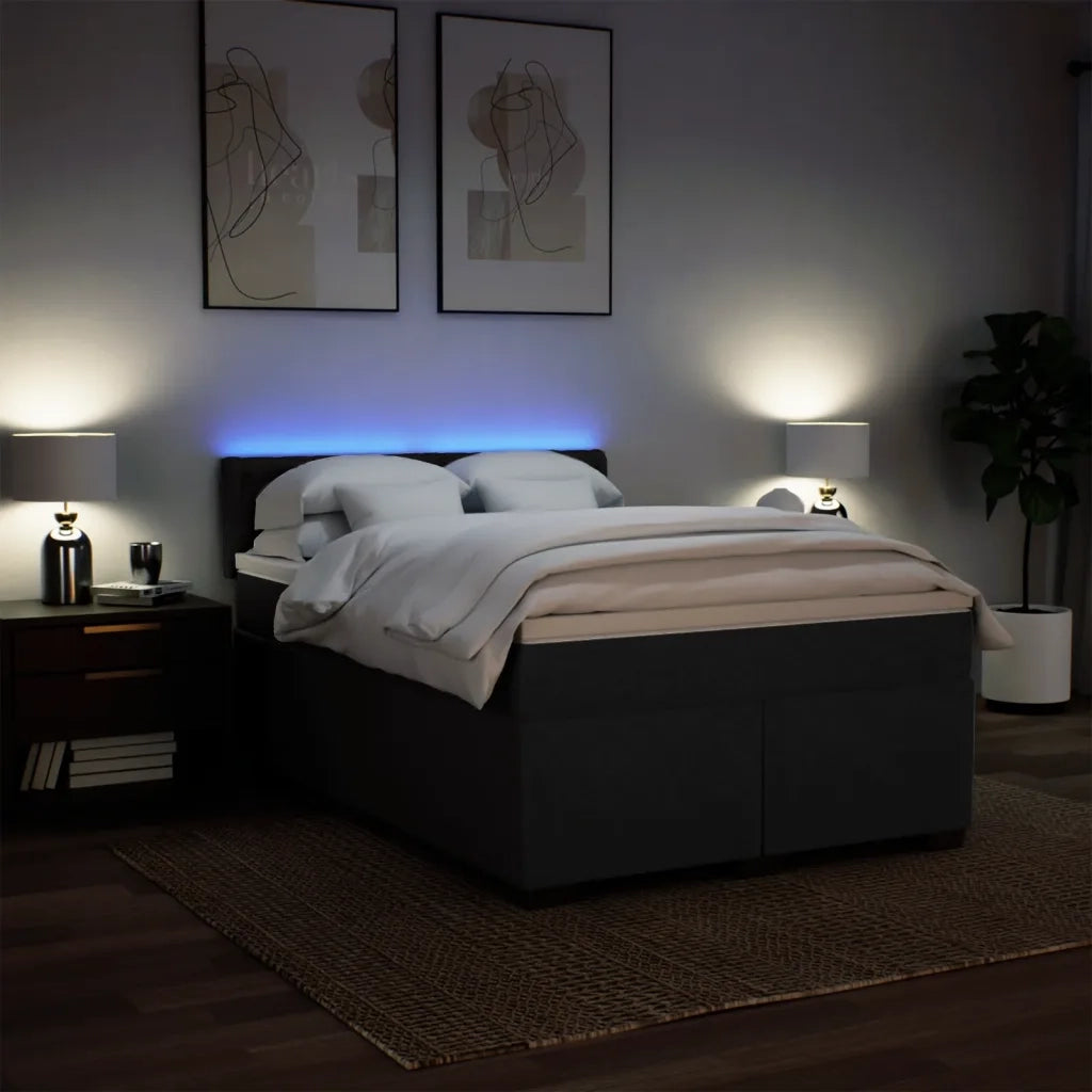 vidaXL Giroletto a Molle con Materasso Nero 140x190 cm in Tessuto