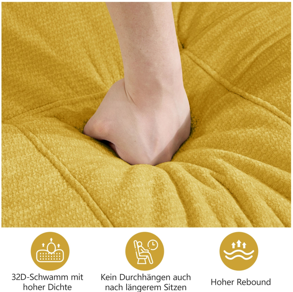 DIVANO Modulare 334x160 cm in Chenille Giallo con Ottomana